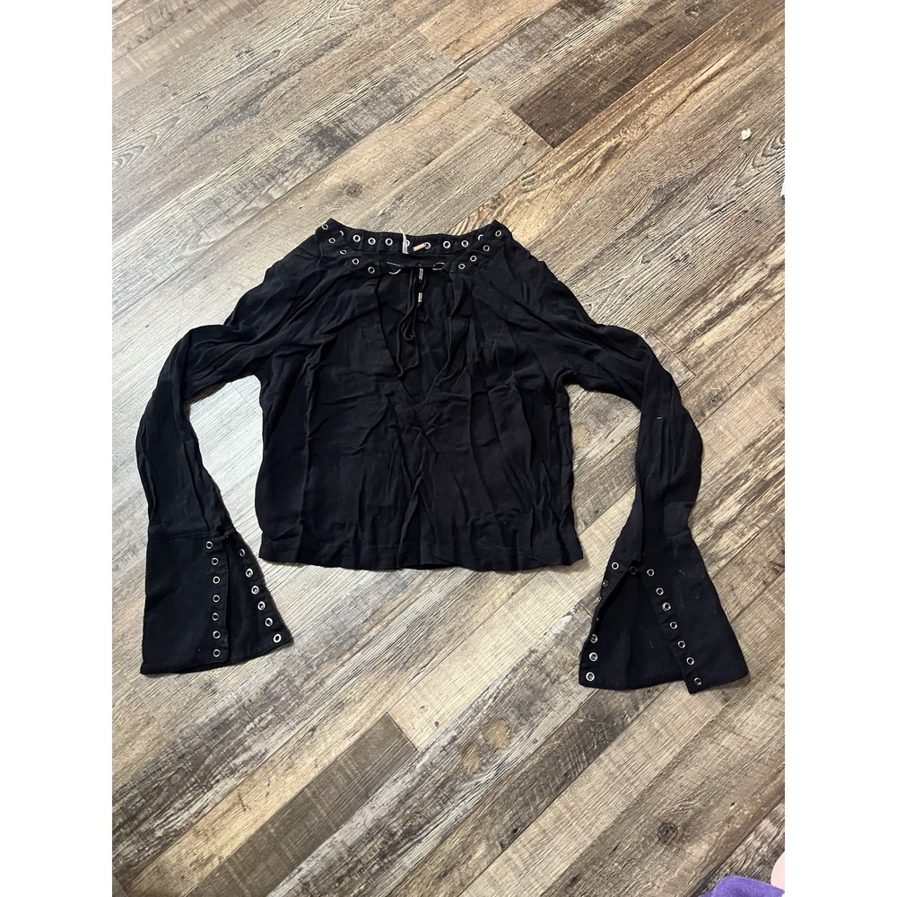 Free People Size‎ XS Nu Nu Jump Top Long Sleeve Black Shirt